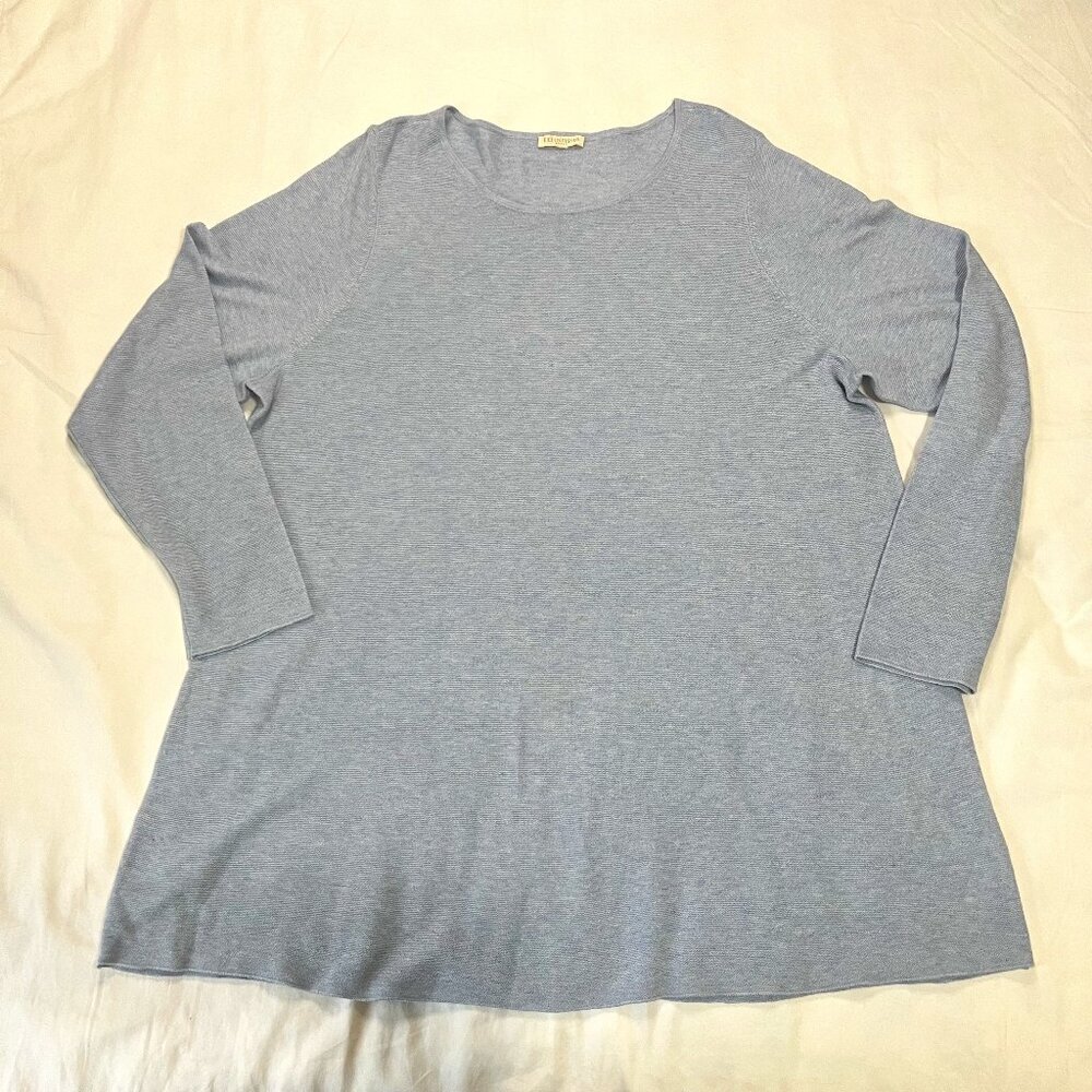 Eileen Fisher Light Blue Organic Cotton Blend Long Sleeve Tunic | Size XL